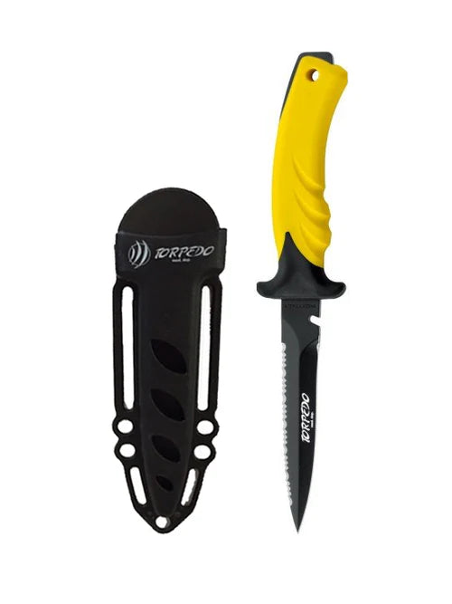 Mac Coltellerie - Torpedo 11BE Dive Knife - Yellow handle/Black Blade image 0
