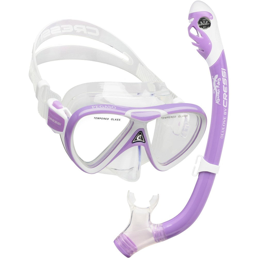 Cressi - Junior Mask + Snorkel Set - Pegaso + Iguana - Lilac image