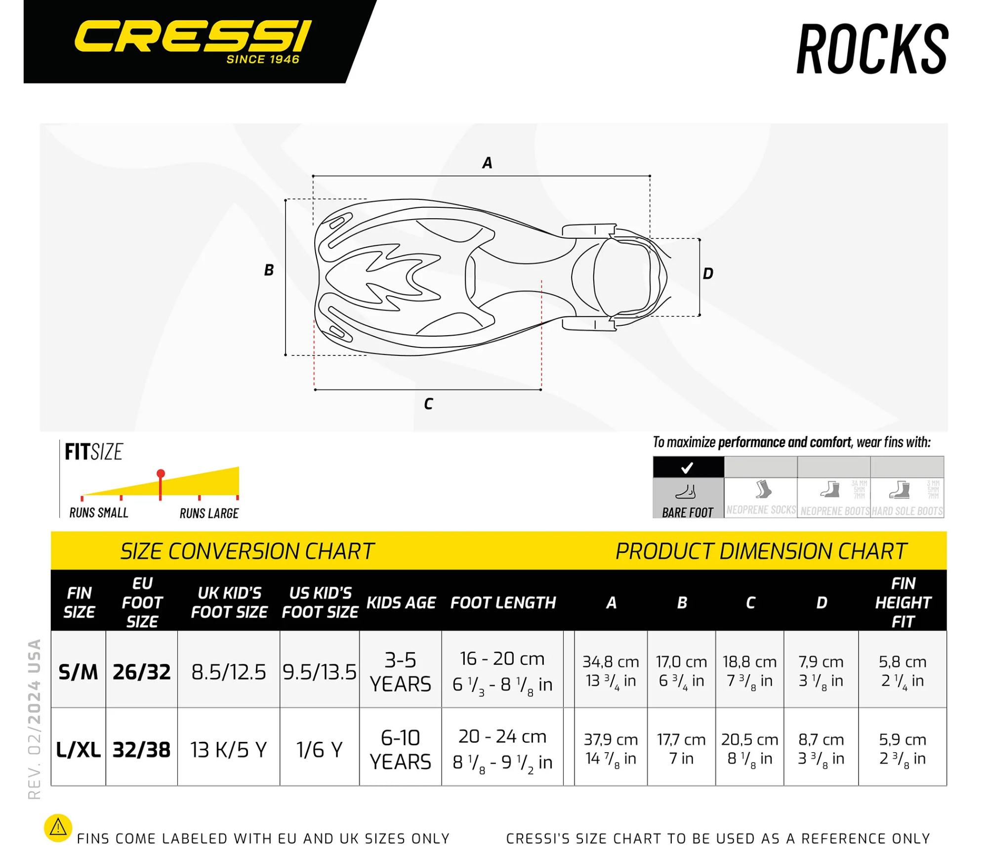 Cressi - Rocks Junior Fins - Blue/White