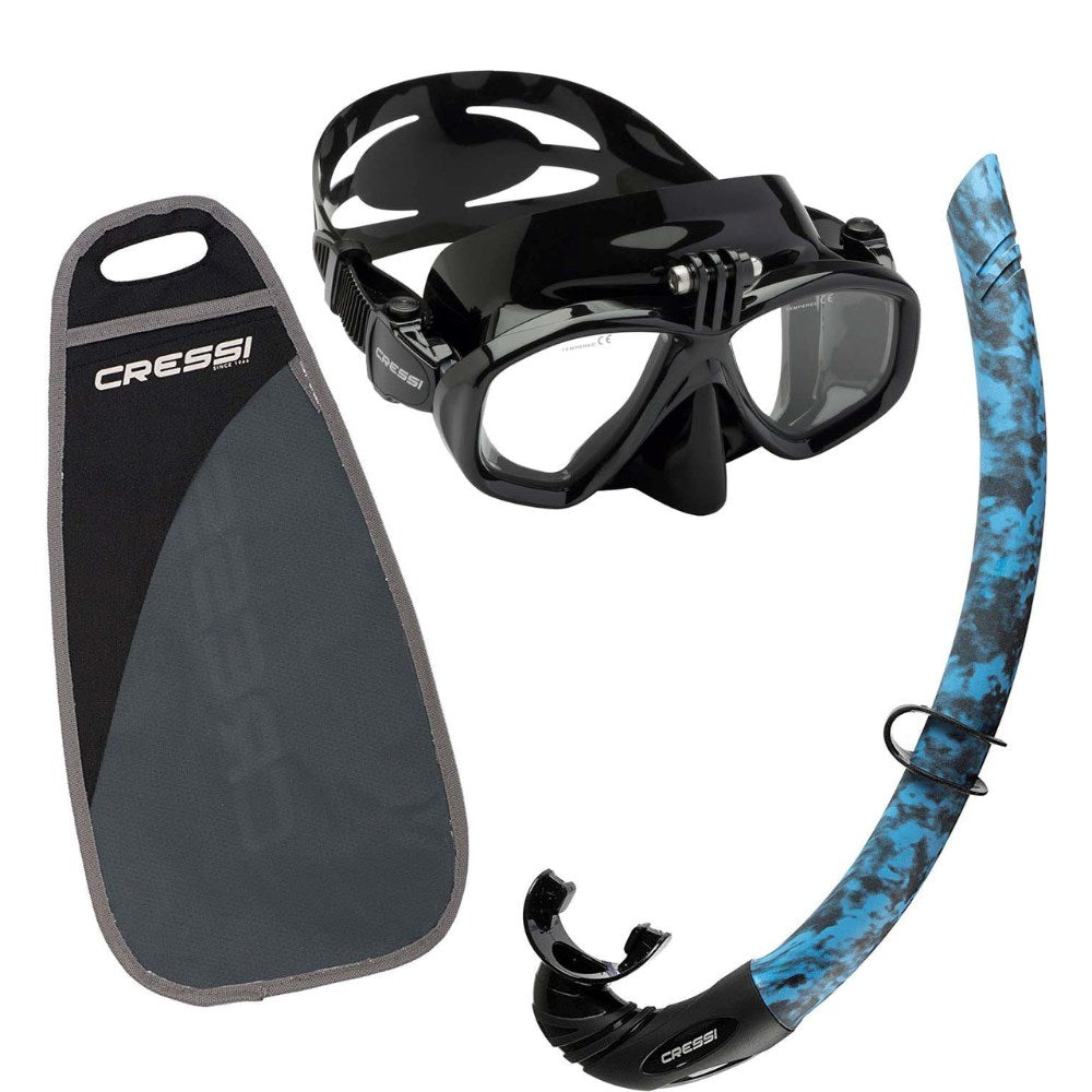 Cressi - Action Mask (Gopro) Snorkel Set - Blue camo image