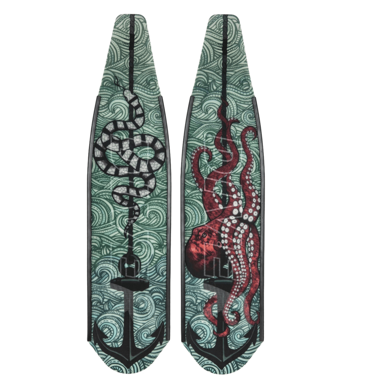 DiveR - Fin Blades - Octopus and Anchors - Carbon image 0