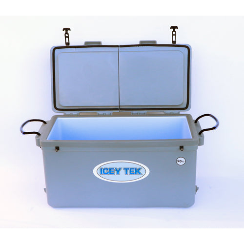 Icey Tek - 90L - Split Lid - Ice Box Cooler - Grey - Split Lid Left image 1