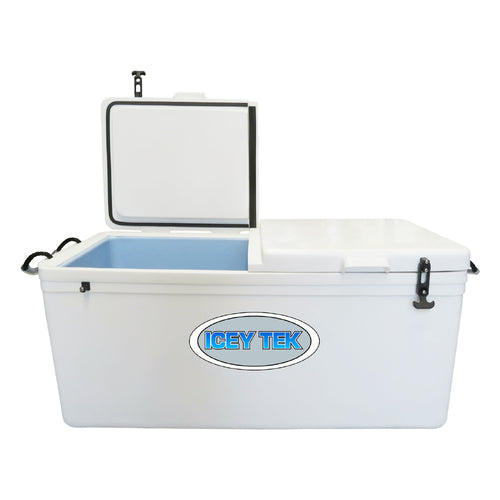 Icey Tek - 115L - Split Lid - Ice Box Cooler- White - Split Lid Left image 2