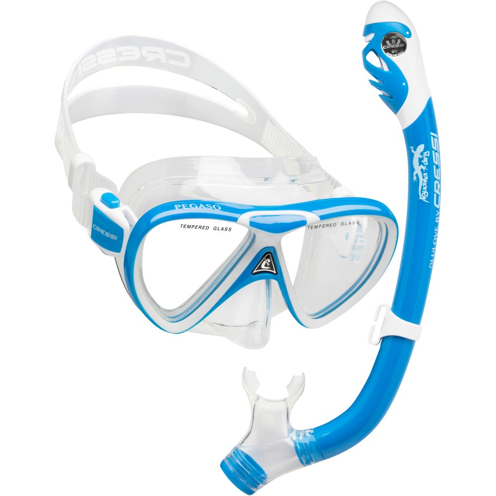 Cressi - Junior Mask + Snorkel Set - Pegaso + Iguana - Blue image