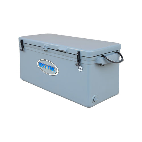 Icey Tek - 115L - Split Lid - Ice Box Cooler- Grey - Split Lid Left image 1